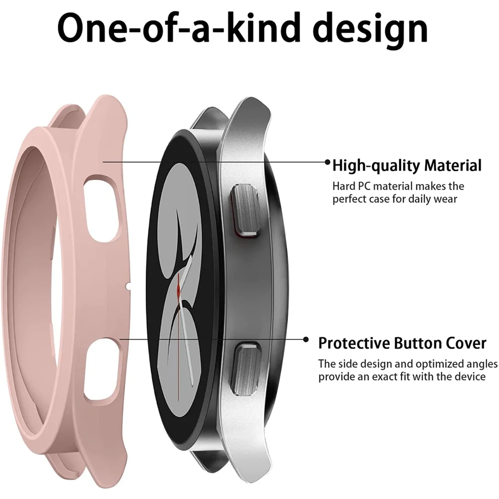 Funda + cristal para Samsung Galaxy watch 4, funda de 40mm y 44mm, accesorios para PC, Protector templado para Galaxy watch 4 classic de 46mm y 42mm