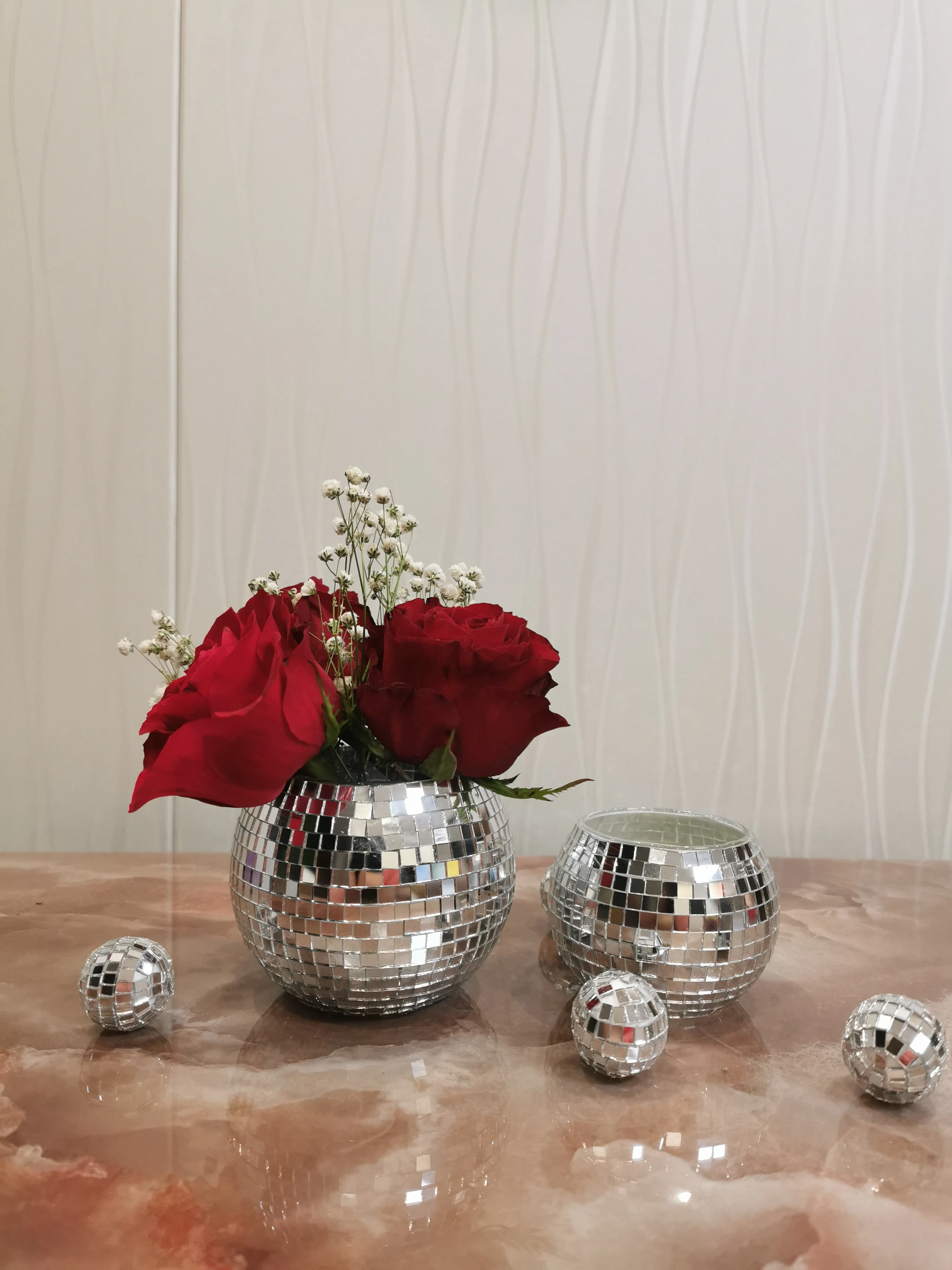 Disco Ball Tea Light Candle Holder Flower Pots Matchstick Holder Table Centerpiece Wedding Decor Candlestick Housewarming Gift