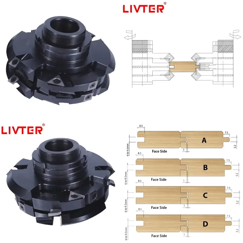 2026 LIVTER Adjustable T G & V Moulder Tooling Produce Upto 8 Different Profiles Depending Suit Each Job Spiral Cutter Head