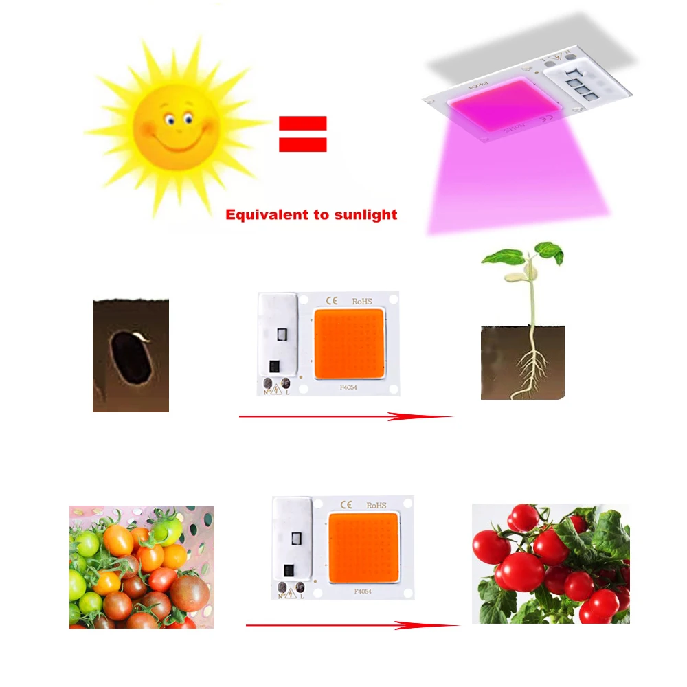 LED Chip Full Spectrum Led Grow Chip 10W 20W 30W A220V COB Chip DIY Smart IC No Need Driver For Vegetable and flower fill light