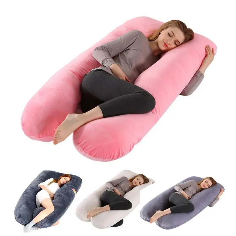 

U Shape Women Body Pillow Maternity Pillows Side Protect Pregnancy Body Pillow Soft Coral Fleece Sleepers Relaxing Pillows