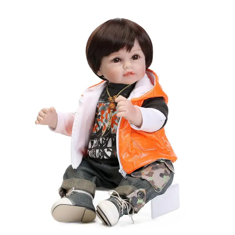 reborn toddler boy 55cm Silicone Vinyl Reborn Baby Doll Toys Lifelike Soft Cloth Newborn babies Doll Reborn Birthday Gift