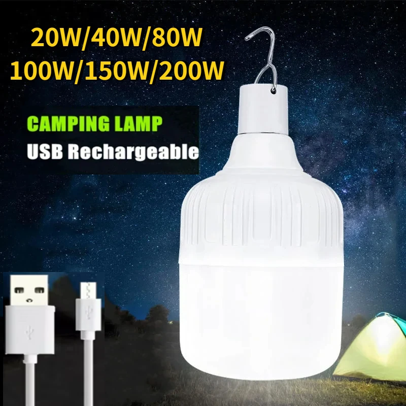 

Portable USB Rechargeable LED Camping Lantern Outdoor Emergency Camping Lights High Power Bulb Battery BBQ Tents Lighting
