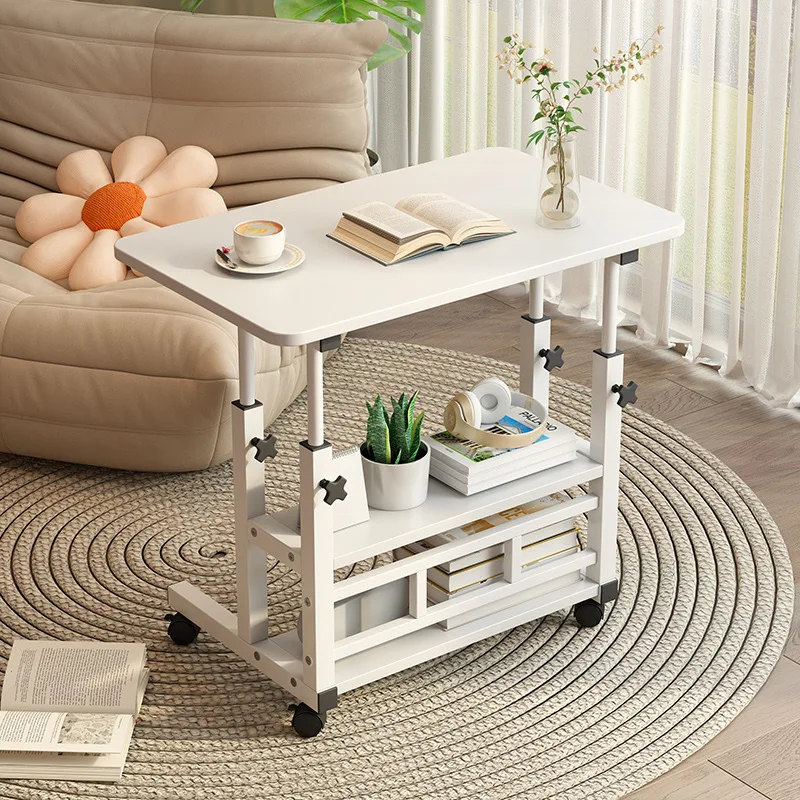 

Cream wind computer desk modern simple light luxury French minimalist desk rectangular household lift computer desk