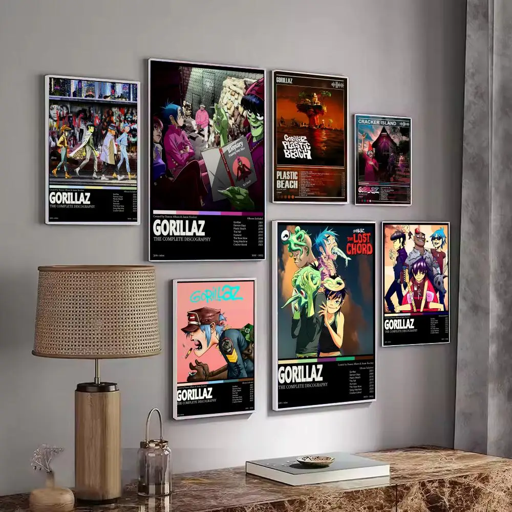Music group albums G-Gorillaz Poster Decorative Wall Art Stickers Mural Photo Print for Home Living Room Hallway Decor