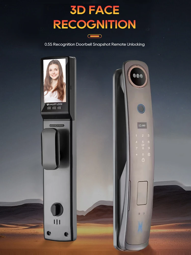 WiFi Tuya APP Smart Door Lock Voice Intercom Digital Door Lock High Quanlity 3D Face Recognition With Camera