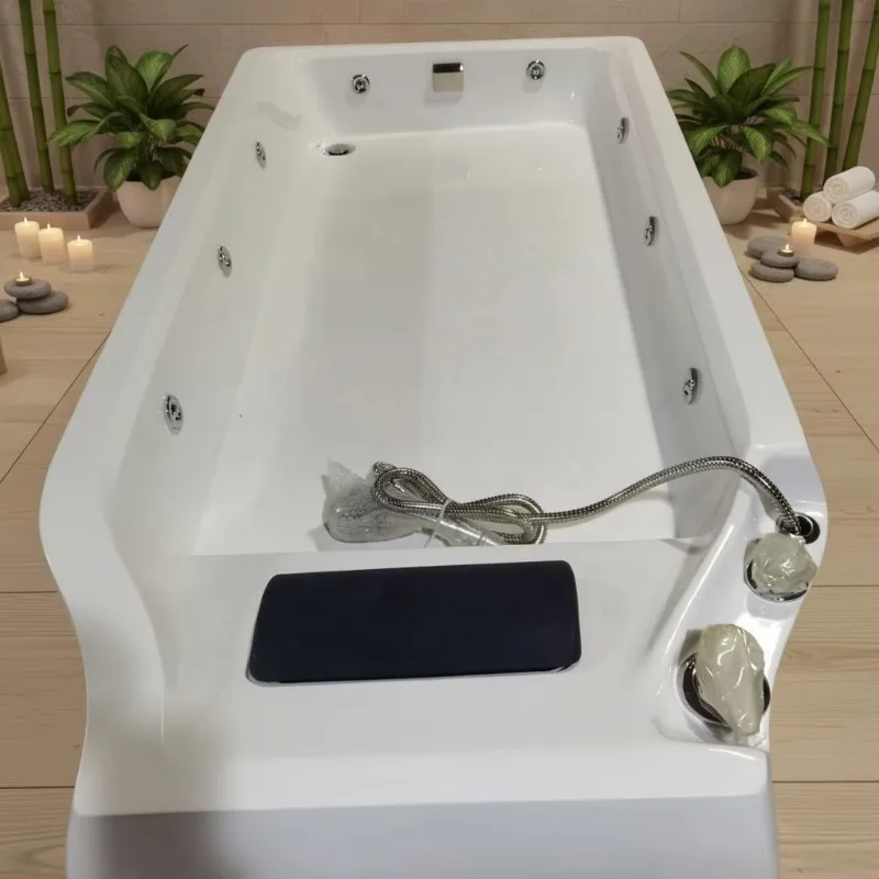 Modern freestanding spa bath, massage shower bed, salt bath wellness bath, fiberglass, with drainage 19 showerheads for 1 person