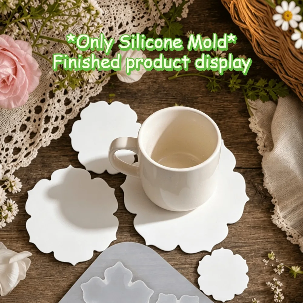 Decor Flower Shape Epoxy Resin Silicone Casting Mold, DIY Making Hanging Ornaments Coasters, Holiday Handmade Presents