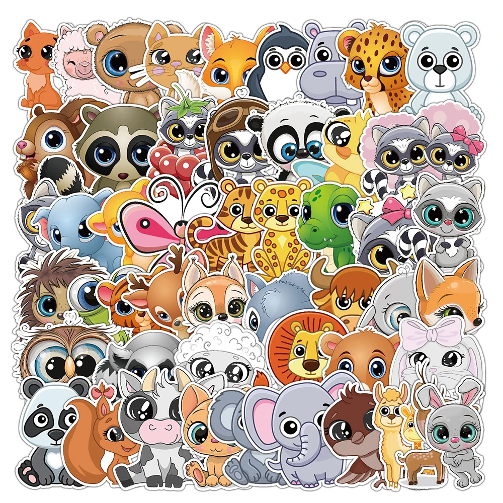 

10/30/50PCS Mixed Cute Cartoon Animal Stickers Decals DIY Fridge Phone Suitcase Laptop Notebook Car Wall Graffiti Sticker Gift