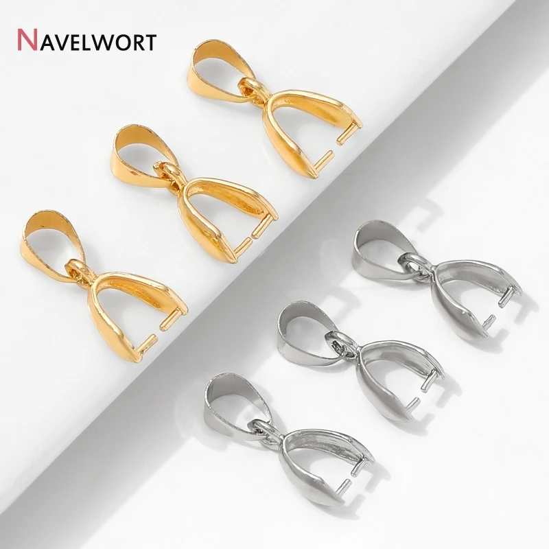 14K Gold Plated Brass Metal Pendant Pinch Bail For Jewelry,Pendant Pinch Clip For Necklace Making Accessories,Jewelry Materials
