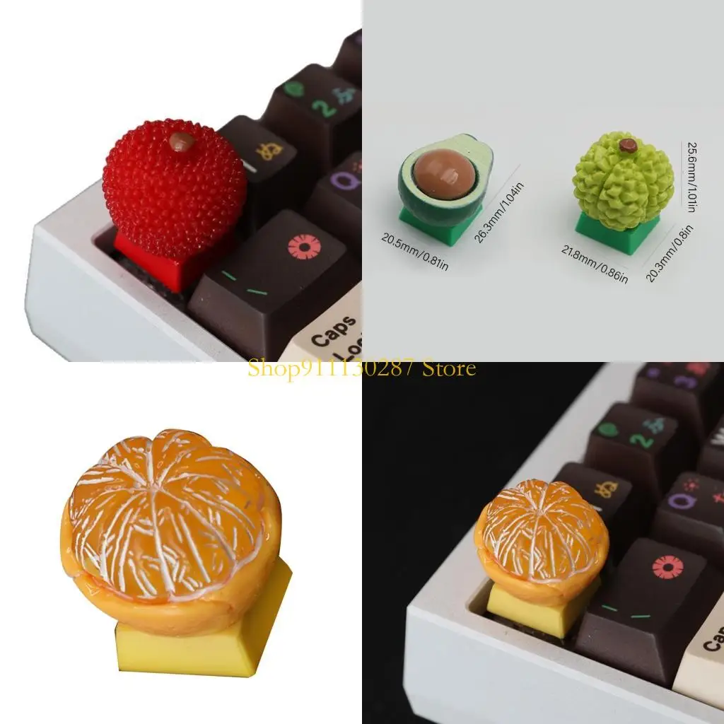 

J1HC Artistic Resin Keycaps With Fruit Shape Including Mangosteen And Durian Soft Texture Eye Catching Color For Keyboards