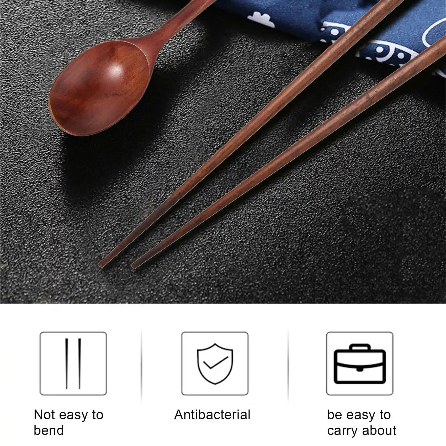 Handmade Jujube Tree Wooden Korean Dinnerware Combinations Utensil,5 Set of Spoons and Chopsticks