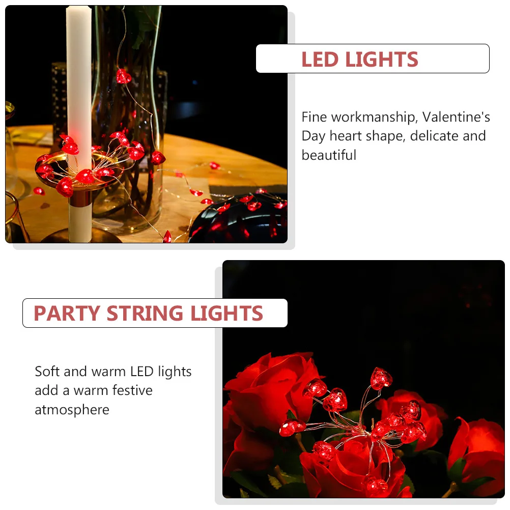 

1 set 1 Set Led String Lights Heart Shape Valentine'S Day Decoration Hanging Warm White Lights For Party Home Festival Decor