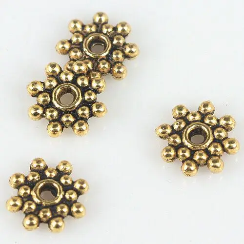 

60Pcs 8.7mm dark gold color 2sided flower spacer beads EF0319