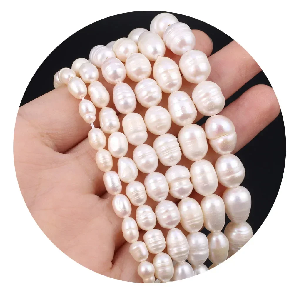 Natuurlijke Zoetwaterparels 100% 4-10mm Witte Rijst Vorm Kralen voor Sieraden Maken DIY Armband en Ketting Sieraden accessoires - afbeelding 2