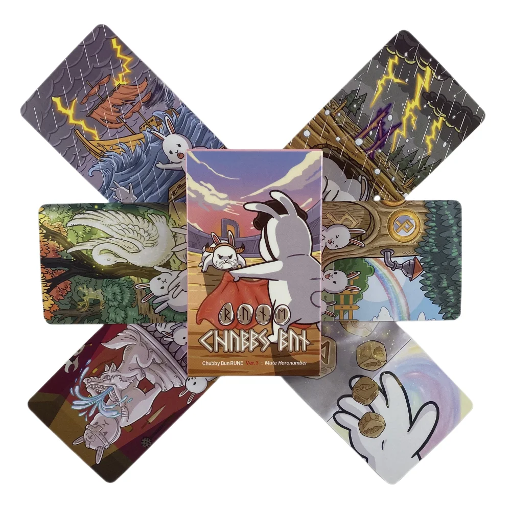 Chubby Bun Rune Rabbit Oracle Cards English Version Board Game Deck Witchcraft Fairy Tarot Mysterious Divination Playing Cards