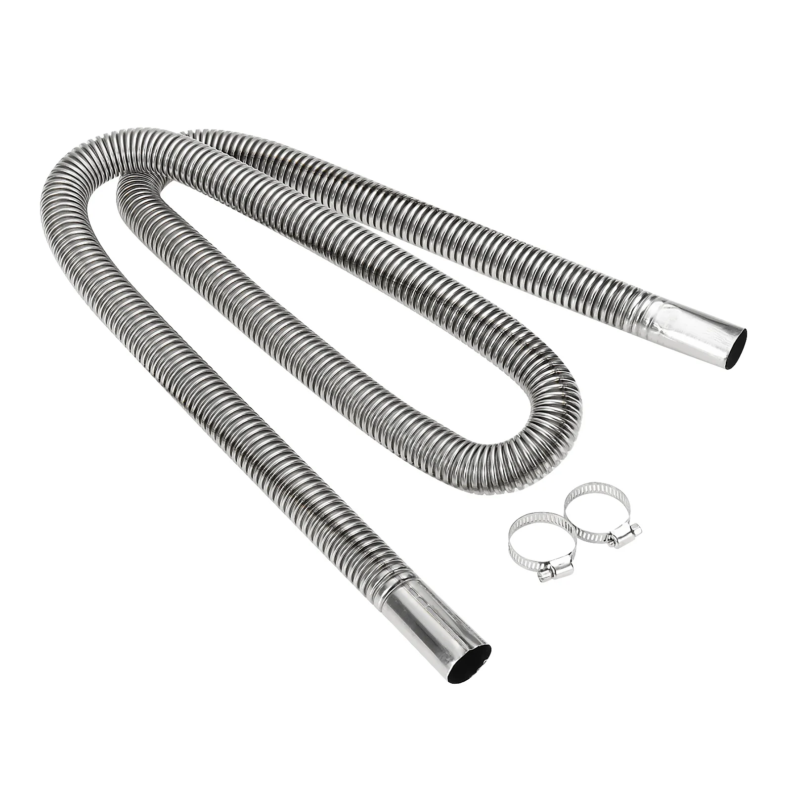 

200cm Air Diesel Parking Heater Exhaust Pipe Tube Stainless Steel Exhaust Pipe with Two Clips for Power Generators Car Heating