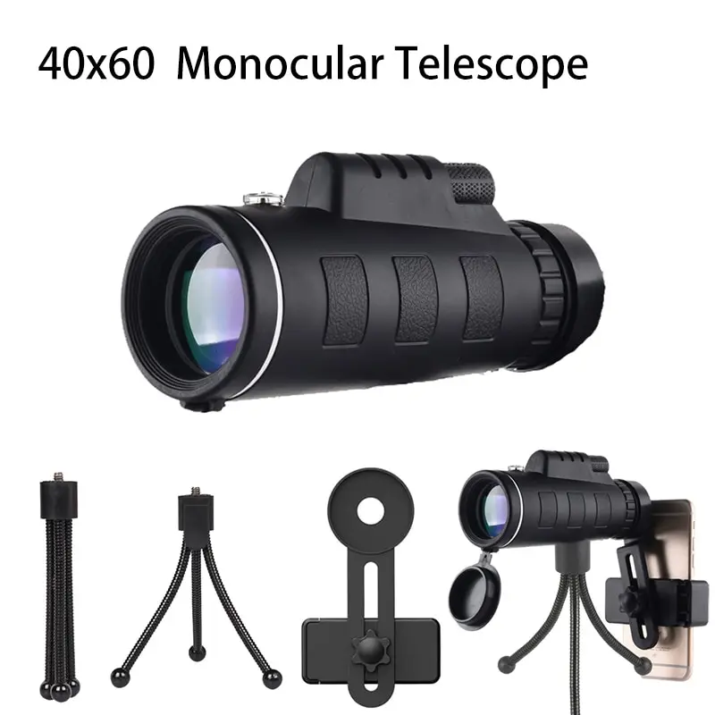 60x40 Monocular Telescope Portable Zoom HD 5000M Telescope Long Distance Mini Powerful Telescope for Hunting Outdoor Travel