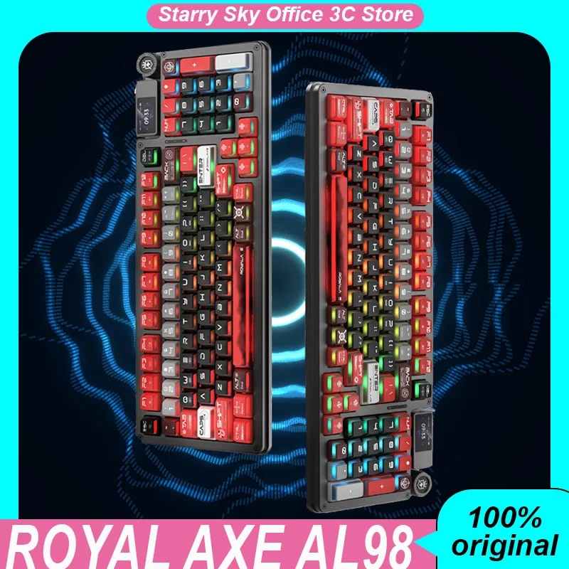 Royal Axe Al98 Mechanical Keyboard Esports Magnetic Axis Wireless Three Mode Long Battery Life Laptop Customized Gaming Keyboard