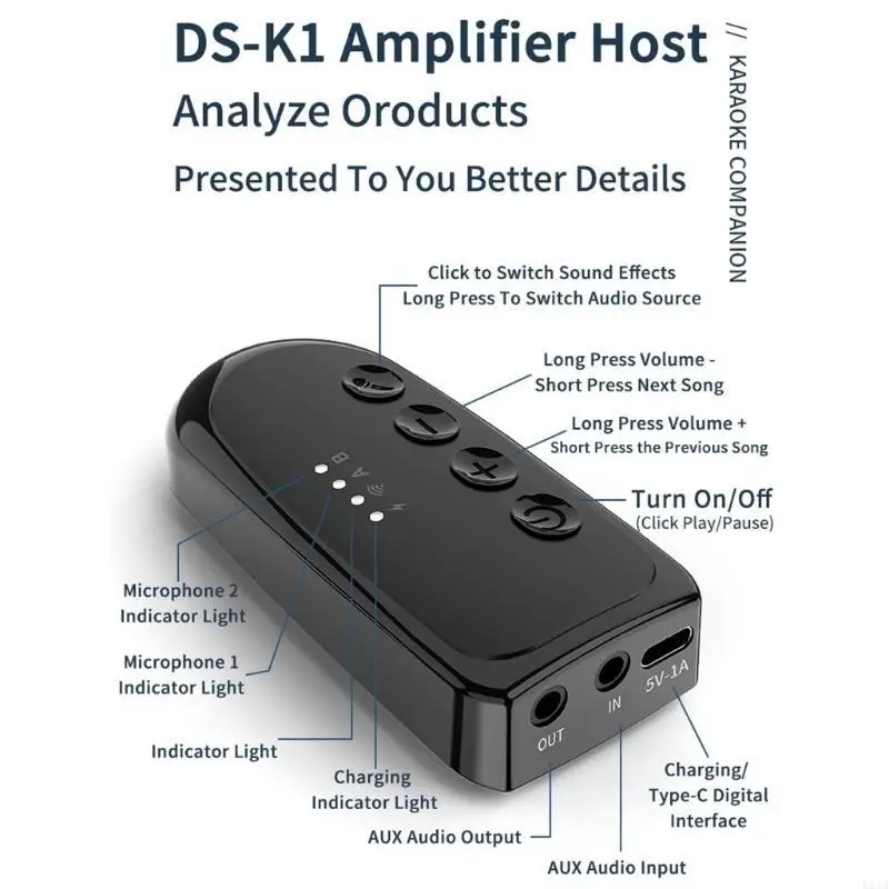 2PCS Wireless Mics Bluetooth-compatible 5.3 for Car Singing Companion