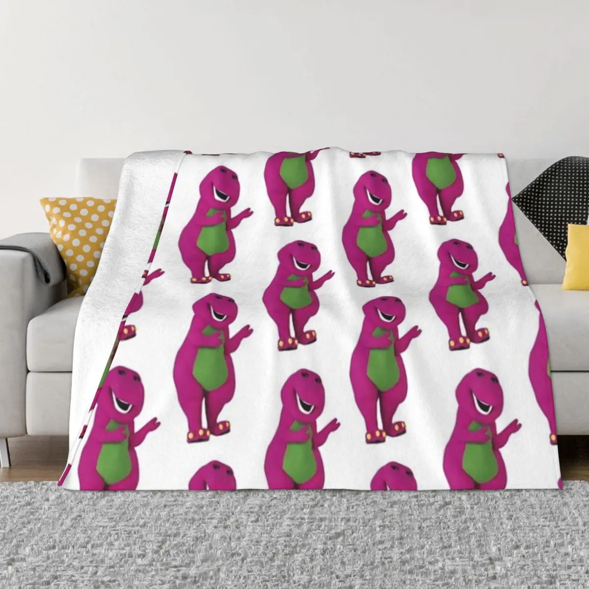 

Barney The Dinosaur Throw Blanket Luxury Thicken Decoratives Soft Decorative Sofas Blankets