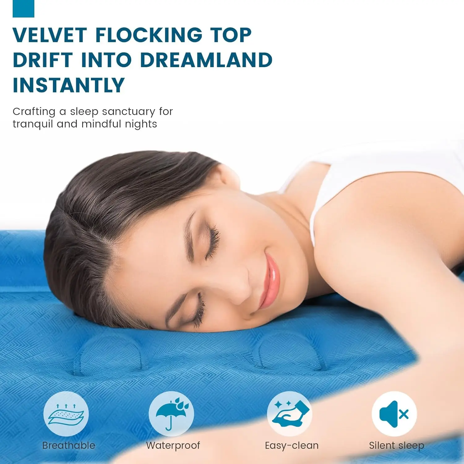 Twin Air Mattress With Built In Pump Raised Bed, 18'' High Single Blow Up Mattress, Durable Self Inflating Air Bed With Flocked