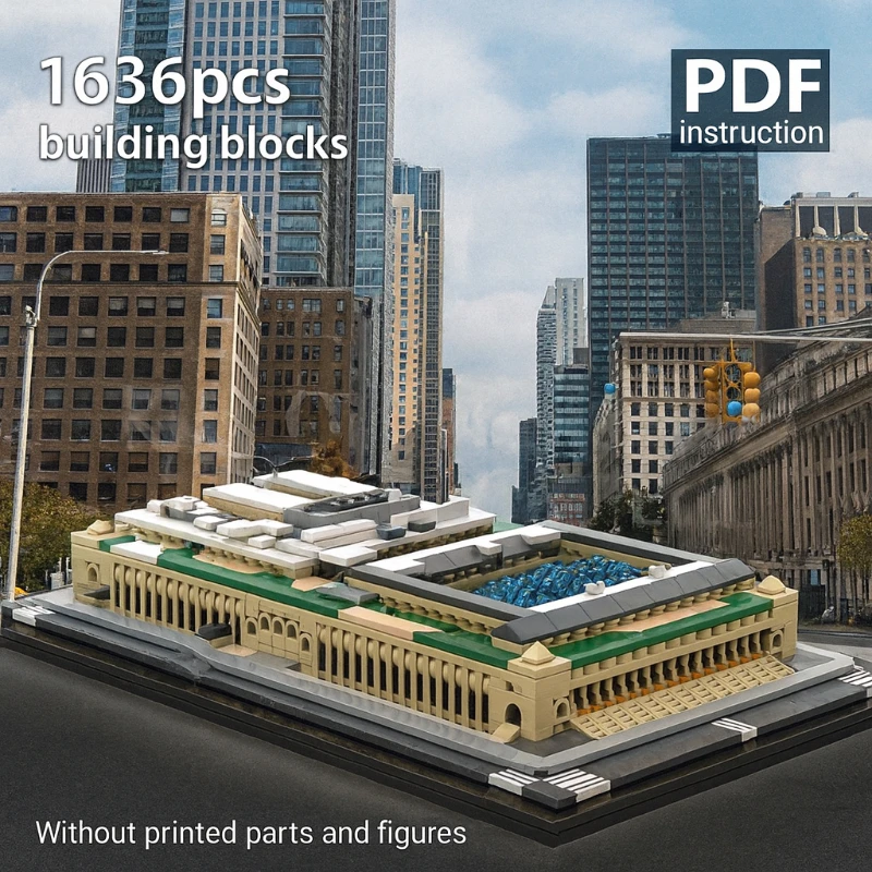 

Bricks Set Educational Toys Gift Architecture Model DIY Assembly 1:800 Scale Modern City Train Station Building Blocks