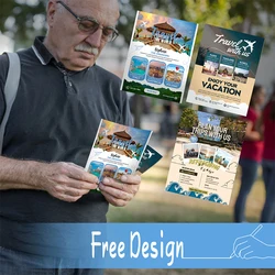 DsgnTouch Folheto personalizado para viagens de negócios A4 A5 A6 Folheto promocional dupla face Cartaz 2024 canva Templates Design gratuito