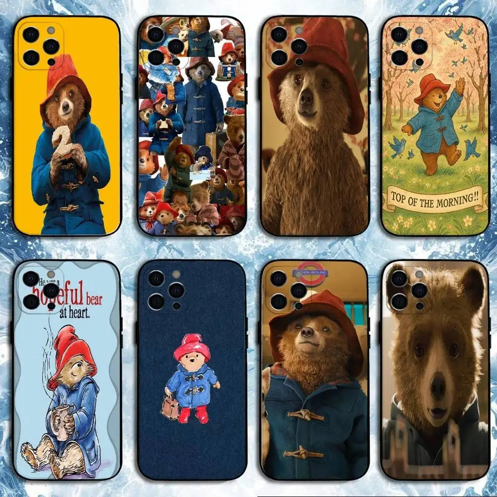 

Paddington Bear Phone Case For iPhone 16,15,14,13,12,11 Plus,Pro Max, Soft Silicone Black Cover