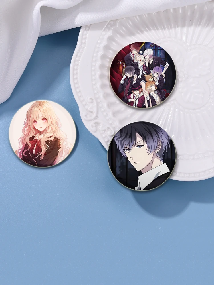 32/44/58mm Anime Diabolik Lovers Badge Tinplate Plastic Brooches Button Pins for Clothes Backpack Decoration Souvenir Gifts