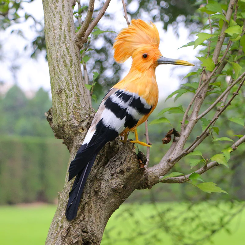 

Милая натуральная жизнь пена и мех оранжевый Hoopoe Модель Кукла птичка украшение для дома и сада подарок около 32 см