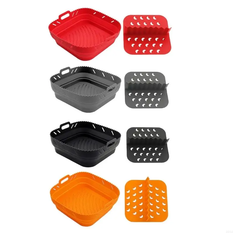 D0ab Air Fryers Silicone Basket Tấm vuông có thể tái sử dụng không khí Fryers Nấu các phụ kiện có thể gập được công cụ nướng khí