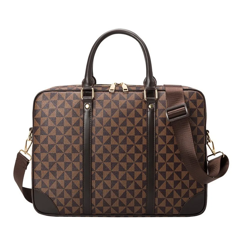 Men'S PU Leather Briefcase Luxury Executive Office Laptop Fashion Handbags Shoulder Business Casual Tote Document Portable Bag