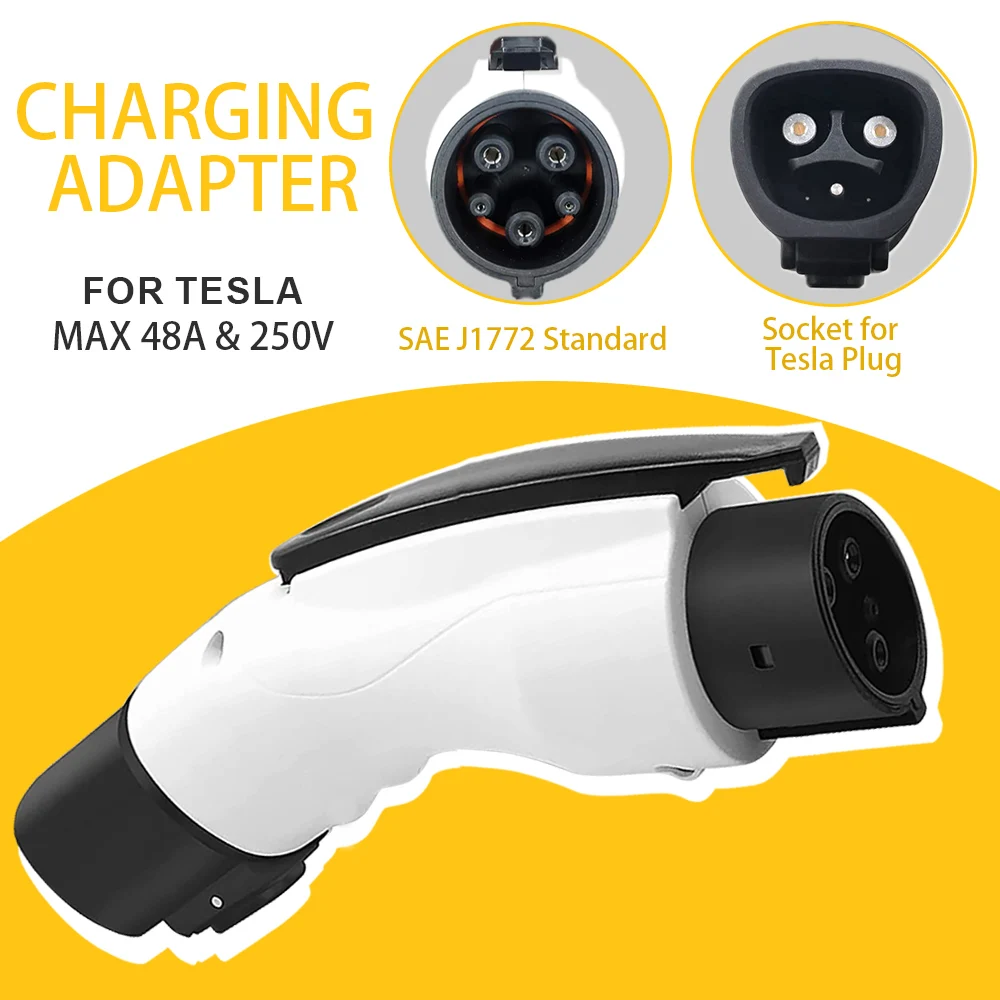 

Car Vehicle Charging Adapter New Energy For Tesla To J1772 Wall Box Charger Connection With Safety Self-Locking Function