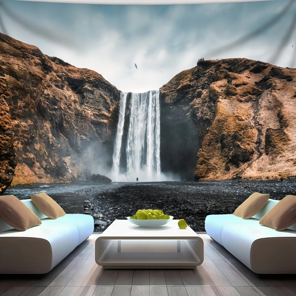 Grand Canyon Waterfall Tapestry Polyester River Gorge Mountain Vista Wall Hanging Nature Decor