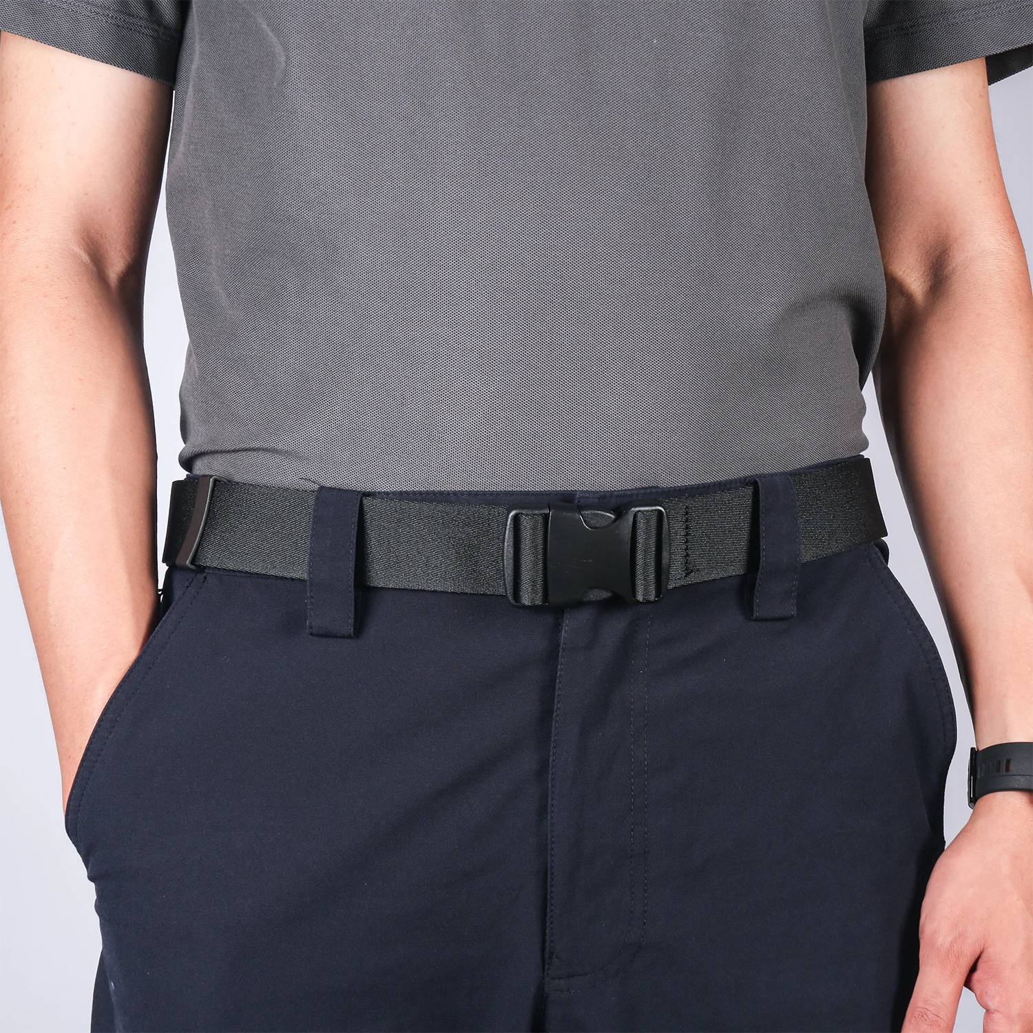 1Pcs Black Adjustable Outdoor Nylon Belt Multi‑function Quick‑release Buckle Canvas Belt Automatic Buckle Training Pants Belt