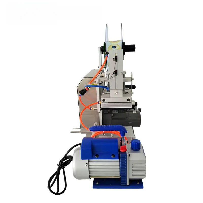 

Desktop labeling machine for self-adhesive labels, flat desktop labeling machine for bottles, for cellophane packaging