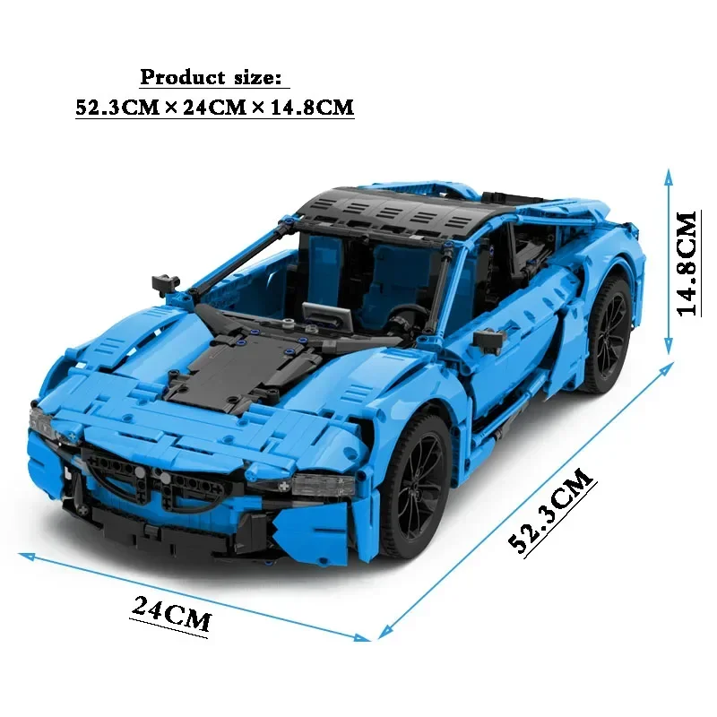 MOC-43958-coche deportivo con Control remoto para niños, Motor de potencia, bloques de construcción, regalos educativos de cumpleaños y Navidad