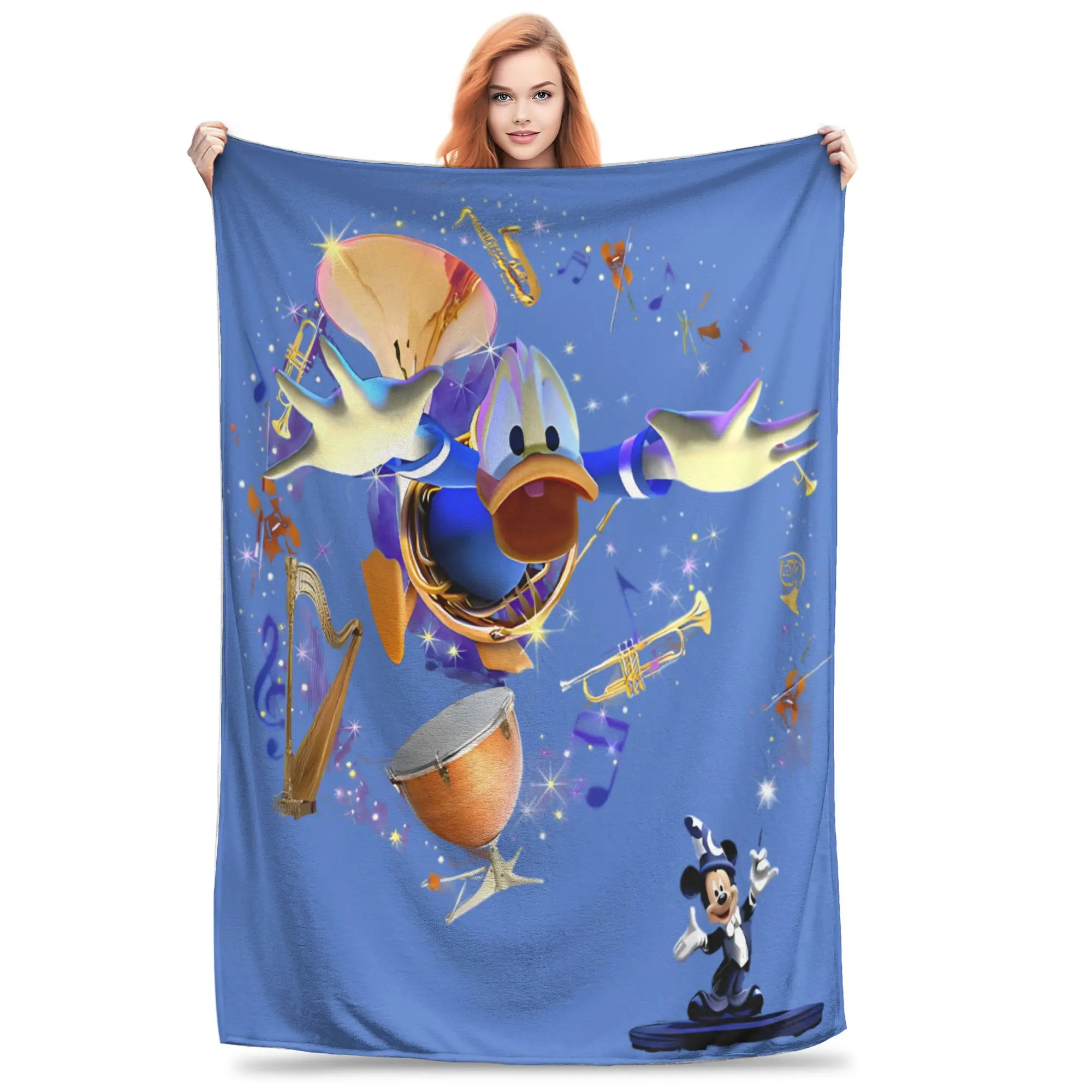 

Donald Duck Colors Fantasia Flannel Blanket Mickey Wizard Creative Throw Blankets for Sofa Bedding Lounge 125*100cm Quilt