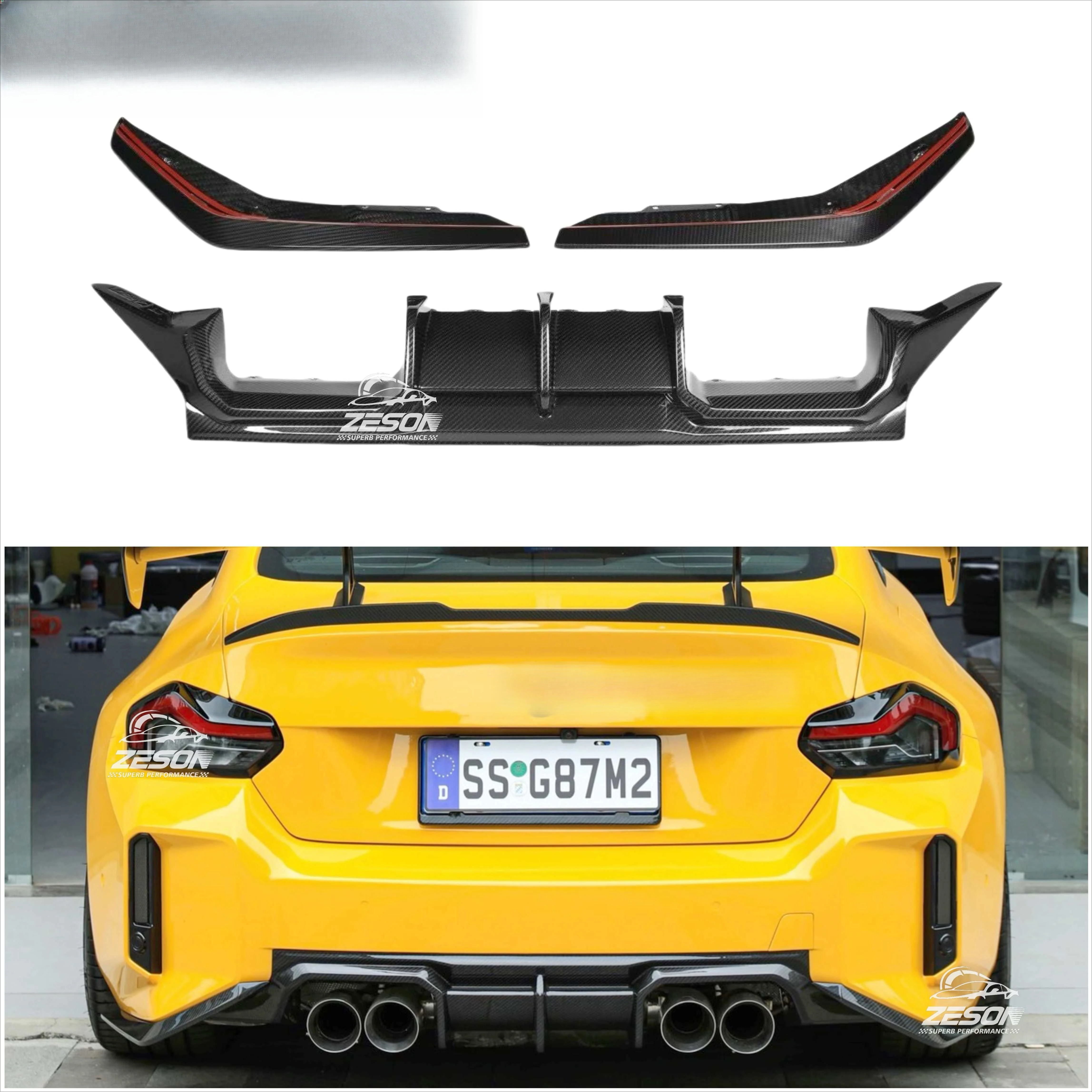 

CT Style Dry Carbon Fiber Diffuser for M2 G87 Front Lip Skirt Rear Diffuser Car Accessories