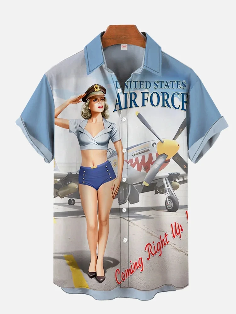 

1980s Vintage Pin Up Girl Poster Sexy Girls Blonde Beauty 3D Print Men's Short Sleeved Shirts For Men Fashion Hawaiian Shirts