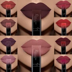 Lápiz labial líquido mate, resistente al agua, brillo de labios de larga duración, tinte Sexy rojo, Nude, Morado, metálico, Cosméticos de maquillaje