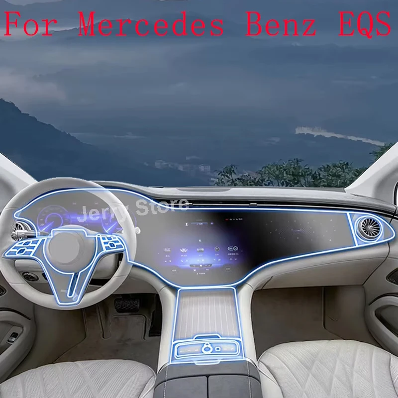 

For Mercedes Benz EQE EQS (2021-2023) Car Interior Center Console Transparent TPU Film Protective Anti-scratch Car Sticker