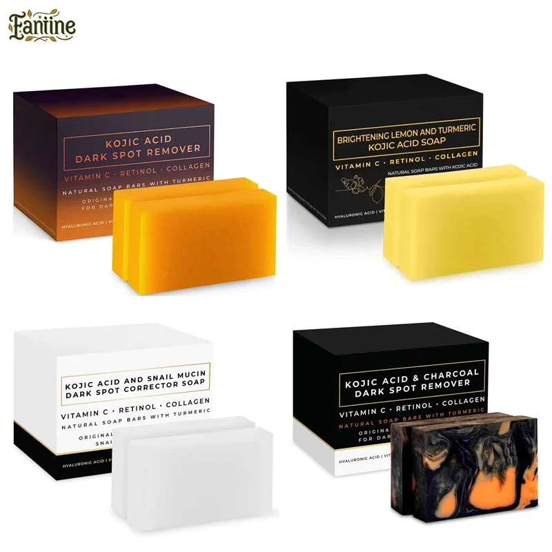 Kojic Acid Brightening Soap Bars Vitamin C Retinol Collagen Turmeric Gentle Cleansing Bath Soap Moisturizing Body Face Skin Care