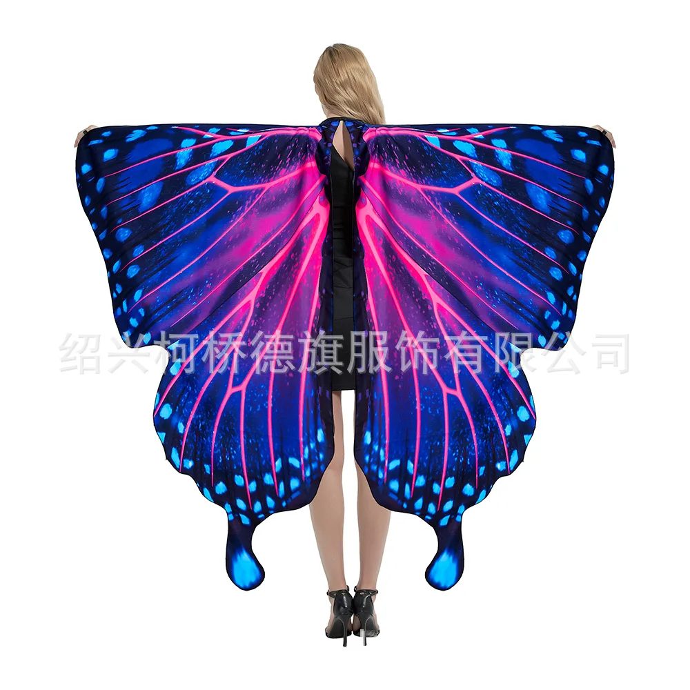 Women Butterfly Cape Performance Stage Dress-Up Butterfly Wings Cape Shawl Fancy Costumes Halloween Cosplay Dance Cloak Cape