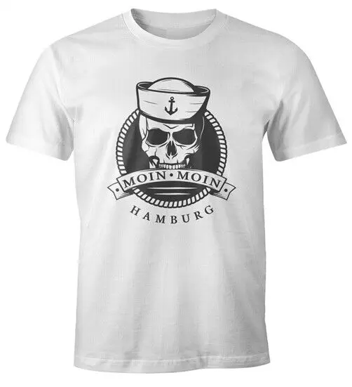 

Мужская футболка с изображением черепа Sailor Anchor Skull Emblem Lettering Moin Moin Moin-