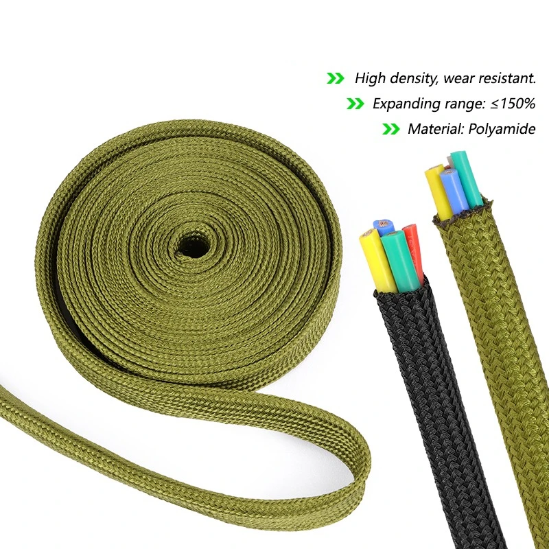 2/5/10M Nylon Cable Sleeve 2.5mm ~ 60mm Polyamide High Density Tight Braided Insulated Gland Wire Protect Sheath Sleeving Wrap
