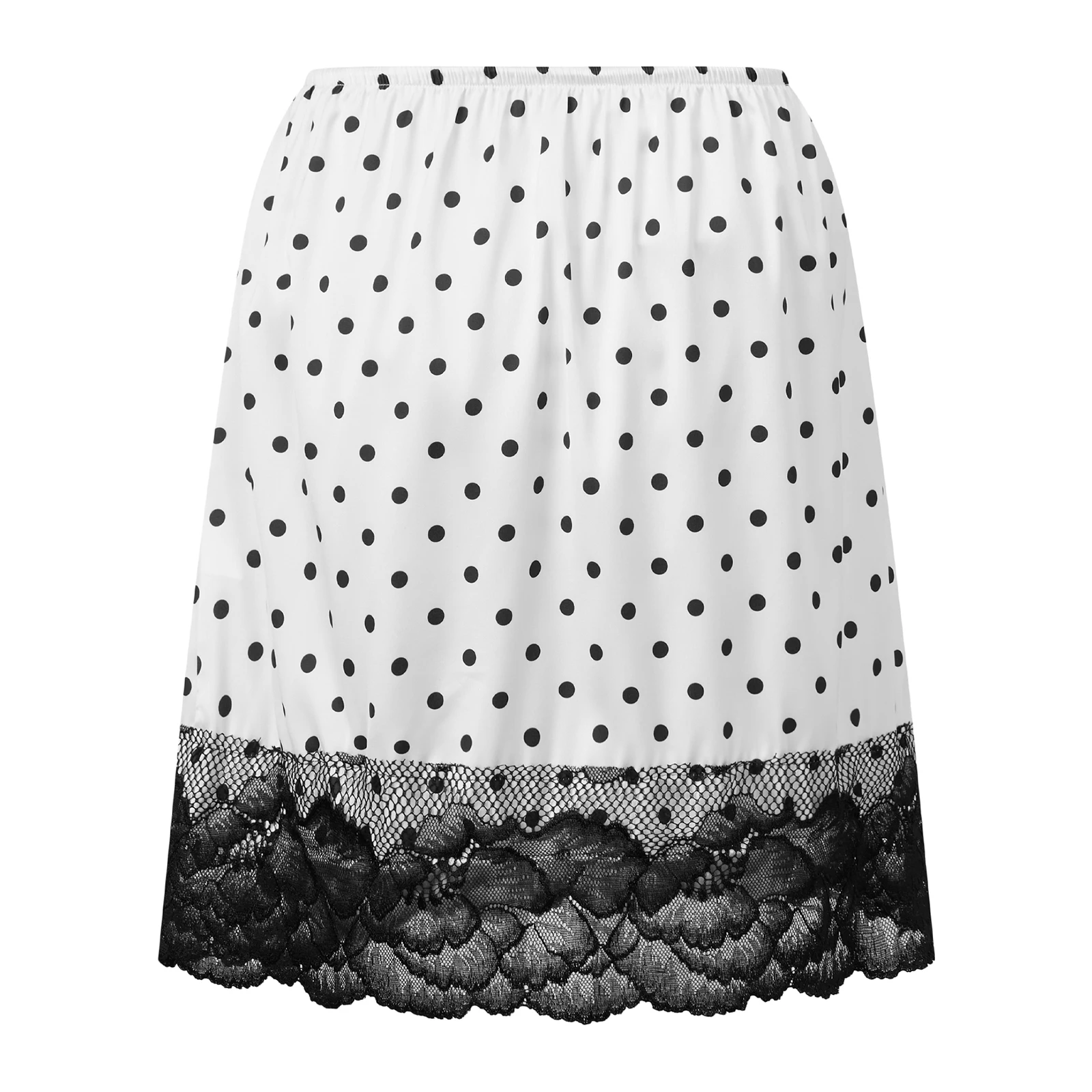 Women's Spring Summer Solid Color Satin Mini Skirt Elegant Lace Trim Skirts for Party Work Daily Wear