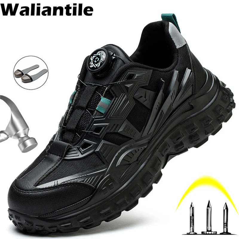 

Waliantile Men Male Safety Shoes For Construction Steel Toe Work Boots Puncture Proof Anti-smash Indestructible Safety footwear