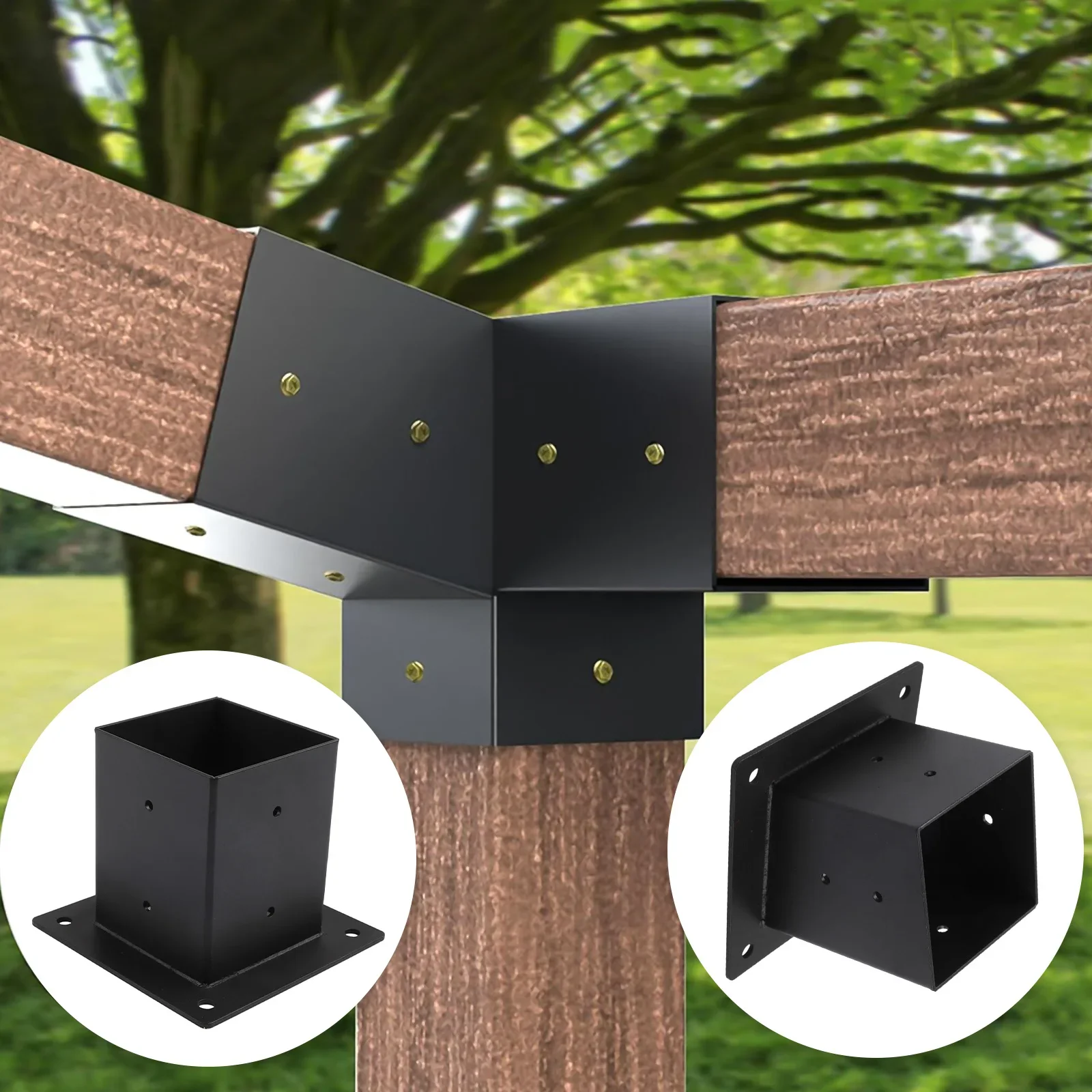 Slanted Roof Pergola Bracket Kit With Wall Mount And Screws For 4x4 Inch Wood Posts Gazebo Porch Garden Gazebo Parts Accessories